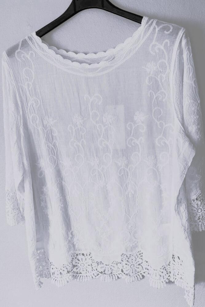 Bluse Broderie Off White M X O